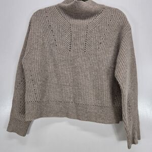 AQUA  100% cashmere Novelty Stitch Mock Neck Pull Over Sweater XS Soft Beige